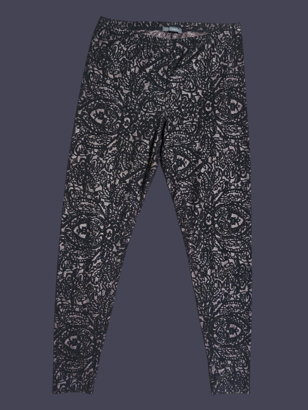 ❤️ Suzy Shier Black & Tan Lacey Knit Leggings XL